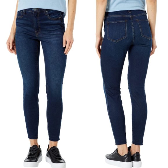 Gap Jeans High Rise Denim Legging Dark Indigo Stretch Jeans Raw Hem SZ 2/26 - Picture 4 of 16